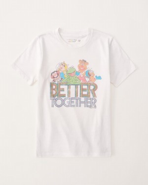 Cream Abercrombie And Fitch Pride Muppets Graphic Girls T-shirts | 87BQLAFST