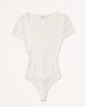 Cream Abercrombie And Fitch Short-sleeve Sweetheart Women Bodysuit | 13MIVTAWY