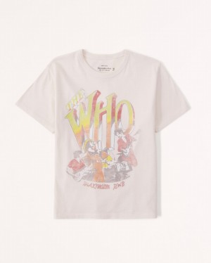 Cream Abercrombie And Fitch Short-sleeve The Who Graphic Skimming Women T-shirts | 27DFSVLPN