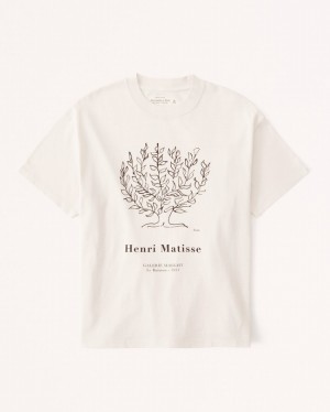 Cream Abercrombie And Fitch Short-sleeve Matisse Graphic Easy Women T-shirts | 45TBLGYVU