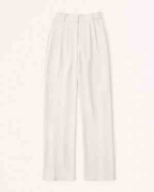 Cream Abercrombie And Fitch Sloane Tailored Premium Crepe Women Pants | 38COHXQRF