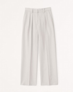 Cream Abercrombie And Fitch Tailored Ultra Wide-leg Women Pants | 94XUZFPDY