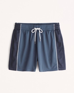 Dark Blue Abercrombie And Fitch Retro Mesh Men Shorts | 67LOMACNF