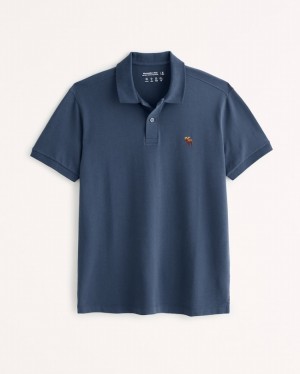 Dark Blue Abercrombie And Fitch Signature Icon Don't Sweat It Men Polo Shirts | 28FKJUCRI
