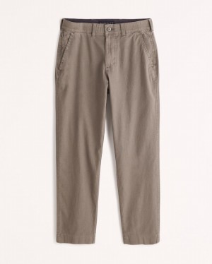 Dark Brown Abercrombie And Fitch Fixed Waist Linen-blend Men Pants | 29XADOWBI