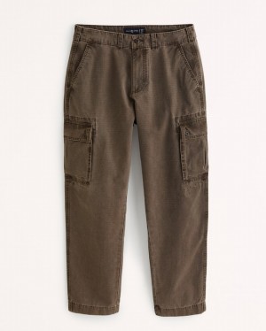 Dark Brown Abercrombie And Fitch Loose Cargo Men Pants | 78ZDRVCWO