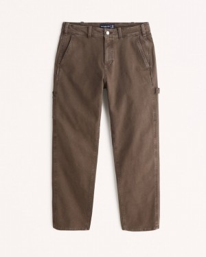 Dark Brown Abercrombie And Fitch Loose Workwear Men Pants | 18JXPUZMI