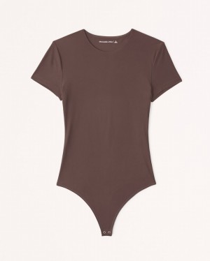 Dark Brown Abercrombie And Fitch Soft Matte Seamless Women Bodysuit | 18QOLKJWP