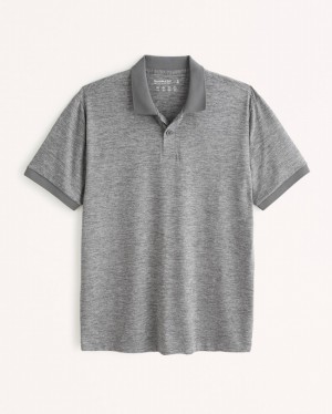 Dark Grey Abercrombie And Fitch Airknit Men Polo Shirts | 65ITLHAVN