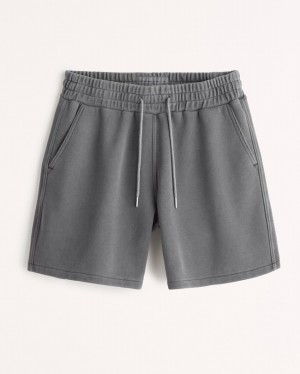 Dark Grey Abercrombie And Fitch Essential Men Shorts | 39TCMWNQJ