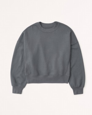Dark Grey Abercrombie And Fitch Essential Sunday Crew Women Sweatshirts | 18VFRPNJY