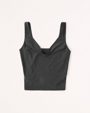 Dark Grey Abercrombie And Fitch Sandwash Tuckable Draped Women Tanks | 41WHPIGYJ