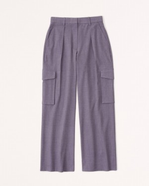 Dark Grey Abercrombie And Fitch Tailored Utility Wide Leg Women Pants | 30FVNMDAL