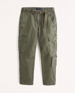 Dark Olive / Green Abercrombie And Fitch Loose Utility Cargo Men Pants | 94XMBRENO