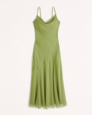 Green Abercrombie And Fitch Cowl Neck Maxi Women Dresses | 72COJPMWS