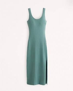 Green Abercrombie And Fitch Ribbed Midi Women Dresses | 54NMCTIYS
