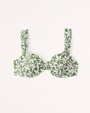 Green Abercrombie And Fitch Wide Strap Pleated Underwire Women Swimwear | 21IXNDWJY