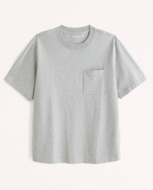 Grey Abercrombie And Fitch Premium Polished Men T-shirts | 52DHMELBT
