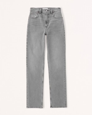 Grey Abercrombie And Fitch Ultra High Rise 90s Straight Women Jeans | 12IOAFMYQ