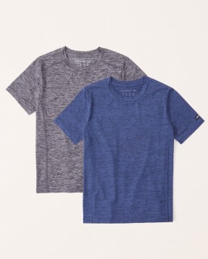 Grey / Blue Abercrombie And Fitch 2-pack Active Airknit Boys T-shirts | 53OBKJHIQ