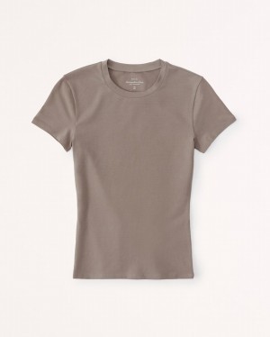 Grey / Brown Abercrombie And Fitch Essential Tuckable Baby Women T-shirts | 53OACXQDJ
