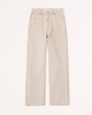Khaki Abercrombie And Fitch High Rise 90s Relaxed Women Jeans | 64KYOJMCE