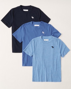 Light Blue Abercrombie And Fitch 3-pack Icon Crew Boys T-shirts | 18BCVRMLW
