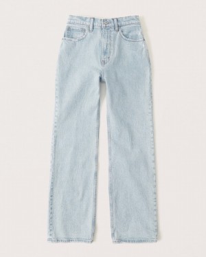 Light Blue Abercrombie And Fitch Curve Love High Rise 90s Relaxed Women Jeans | 21DNUJQTW