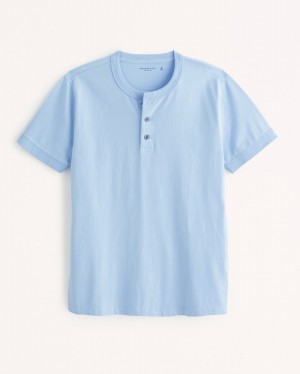 Light Blue Abercrombie And Fitch Essential Henley Men T-shirts | 24XDMVSQK
