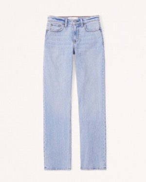 Light Blue Abercrombie And Fitch Mid Rise 90s Straight Women Jeans | 94DVHGPRN