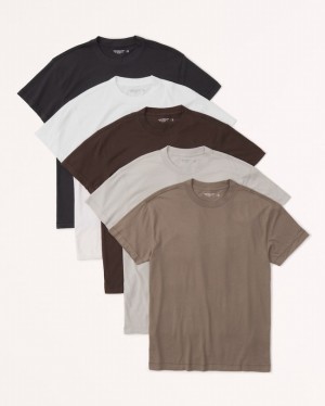 Light Brown Abercrombie And Fitch 5-pack Essential Men T-shirts | 98HIALQRG