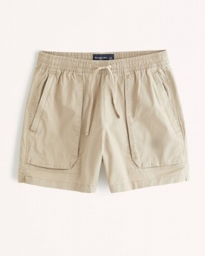 Light Brown Abercrombie And Fitch 6 Inch Utility Pull-on Men Shorts | 05VCLYWZB