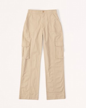 Light Brown Abercrombie And Fitch Curve Love Relaxed Cargo Women Pants | 35YBHRXCU