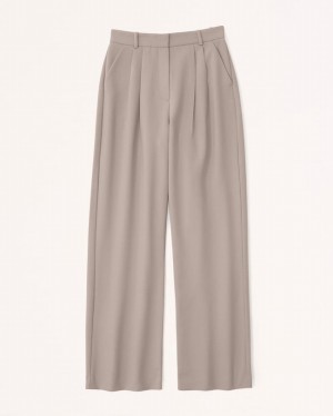 Light Brown Abercrombie And Fitch Curve Love Sloane Tailored Women Pants | 64ZRLQNMH