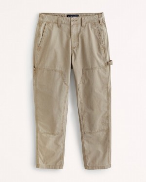Light Brown Abercrombie And Fitch Loose Ripstop Workwear Men Pants | 74LUVZOEX