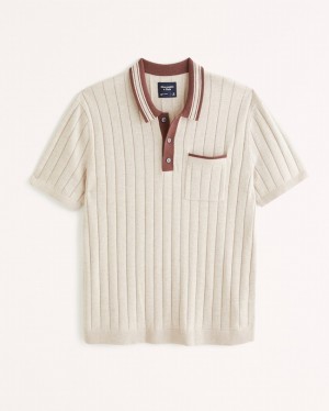 Light Brown Abercrombie And Fitch Sideline-style Men Polo Shirts | 01FUMIKBO