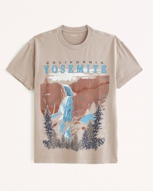 Light Brown Abercrombie And Fitch Yosemite Graphic Men T-shirts | 05VKIYMHC