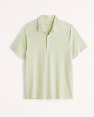 Light Green Abercrombie And Fitch Performance Men Polo Shirts | 92NBQYKAS