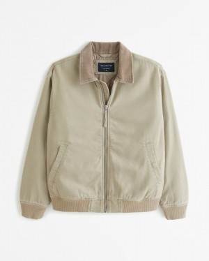 Light Green Abercrombie And Fitch Workwear Bomber Men Jackets | 40EHZOYIK