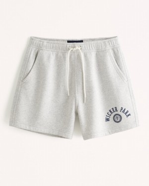 Light Grey Abercrombie And Fitch 6 Inch Graphic Fleece Men Shorts | 57LTHDGAU