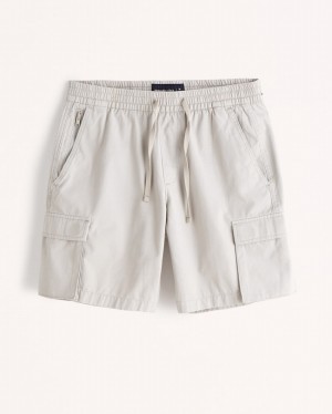 Light Grey Abercrombie And Fitch 8 Inch Court Utility Men Shorts | 21TUXJFOY