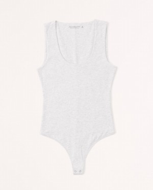 Light Grey Abercrombie And Fitch Cotton Seamless Fabric Scoopneck Women Bodysuit | 48GIRTNFM