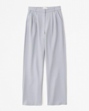 Light Grey Abercrombie And Fitch Curve Love Sloane Tailored Women Pants | 57HPQMKTD