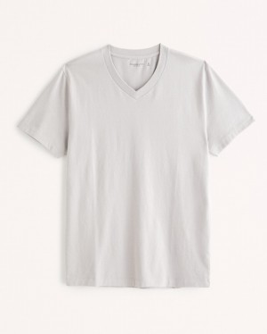 Light Grey Abercrombie And Fitch Essential V-neck Men T-shirts | 89OPZDNEM