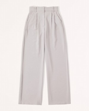 Light Grey Abercrombie And Fitch Sloane Tailored Premium Crepe Women Pants | 85OKQNYGW