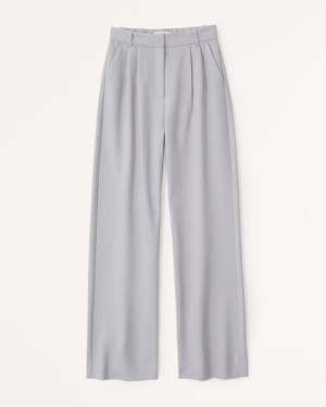 Light Grey Abercrombie And Fitch Sloane Tailored Women Pants | 38SPYEHXC