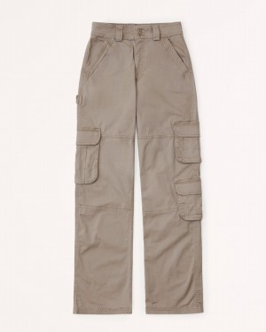 Light Grey / Brown Abercrombie And Fitch Relaxed Cargo Women Pants | 17JLYXURN