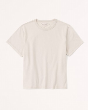 Light Grey / Brown Abercrombie And Fitch Essential Body-skimming Women T-shirts | 68DQUBGOY