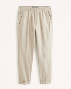 Light Khaki Abercrombie And Fitch Cotton-blend Pull-on Men Pants | 84XVDFWZL
