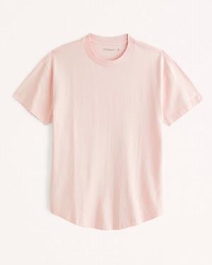 Light Pink Abercrombie And Fitch Essential Curved Hem Men T-shirts | 79ZANMPEH